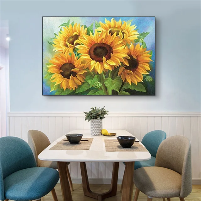 Diamond DIY Flower Painting Artistic Simple Design House Display Wall  Embroidery