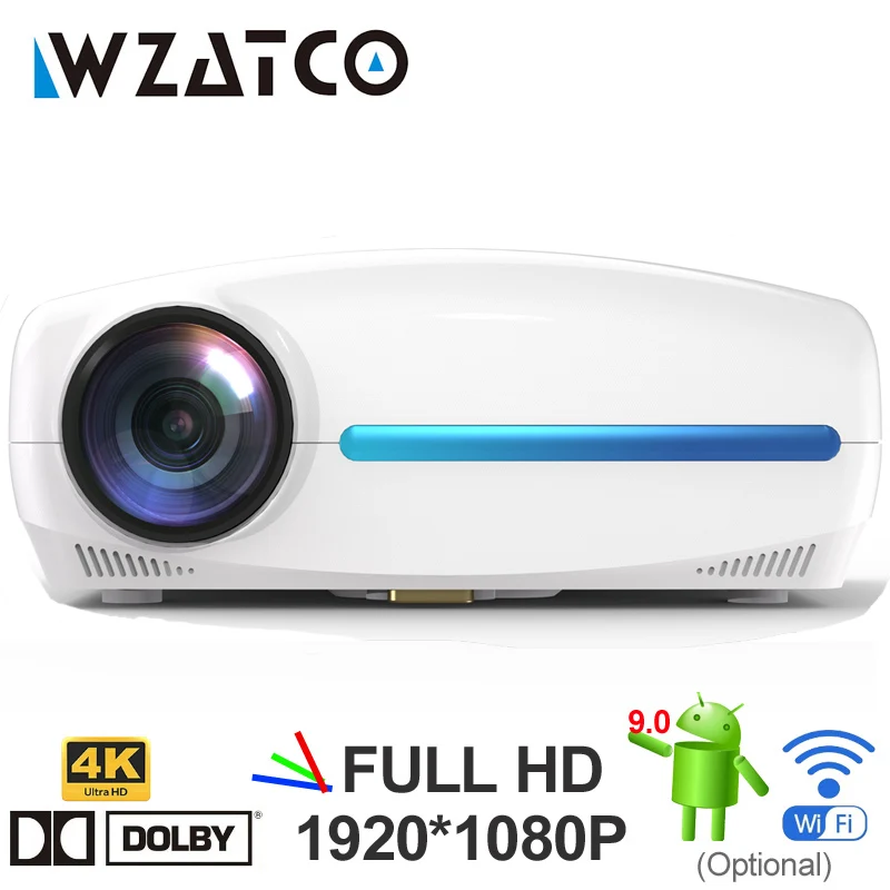 Best Price WZATCO C2 4K Full HD 1080P LED Projector Android 9.0 Wifi Smart Home Theater Video Proyector with Digital keystone correction