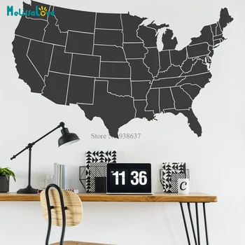 

United States of America Map Decal 50 States Map of USA Living Room Bedroom Home Decor Removable Vinyl Wall Sticker BB716