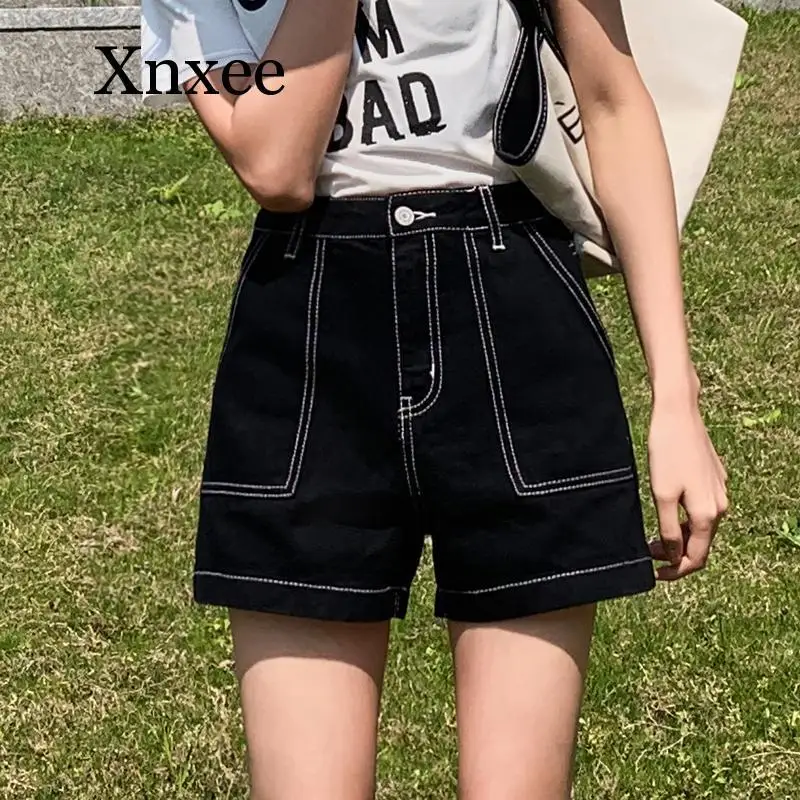 Black Loose  Denim Shorts Femeninos High Waisted Denim Shorts  Jeans Shorts New Summer Short En Jeans Femme