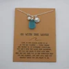 Sanlan Wire wrapped sea glass necklace with cards Beach Lover Gift 3