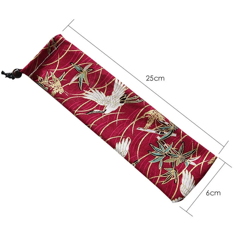 Storage Bag Japan Style Cutlery Reusable Travel Drawstring Pouch for Kitchen Tableware