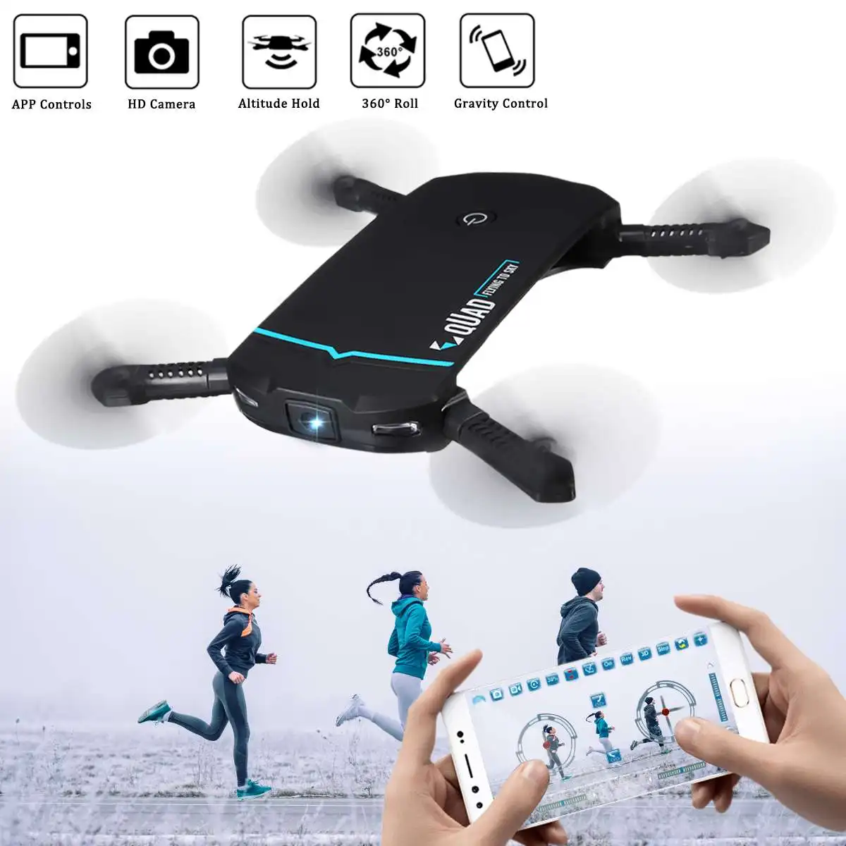 $20.76 WIFI FPV HD Camera Foldable Selfie Drone RC Quadcopter Hight Hold Headless Mode RC Quadcopter Drone