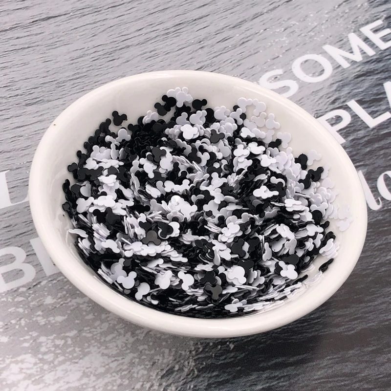 10g Black White Mickey Head Sequins Costumes Hand-Stitched By Lentejuelas DIY Wedding Decorative Clay Filled Nail Art Paillettes Sequins for Crafts Sequin Embroidery Accessories Sequin Sewing Accessories Sequins Accessories Nail Art Decor Sequins Jewelry Accessories