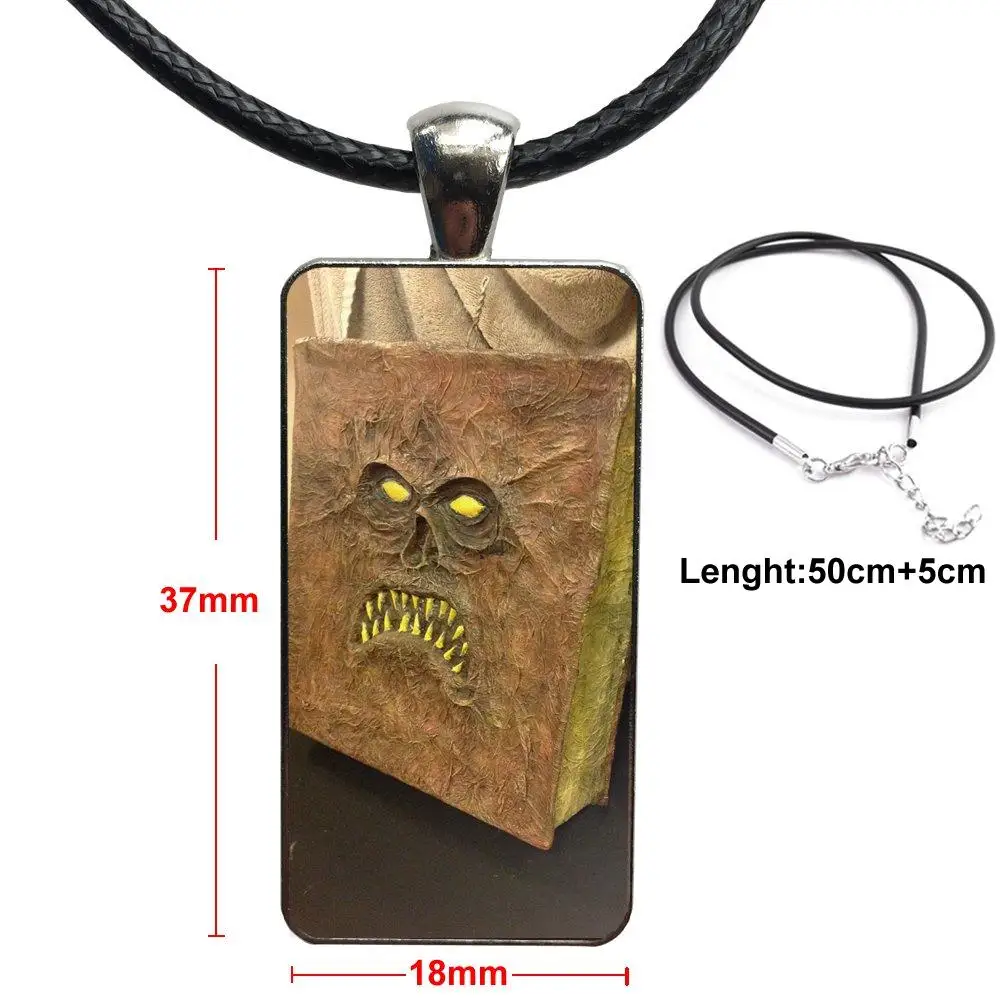 Evil Dead In Book Of The Dead Necklace With Steel Plated Glass Cabochon Choker Long Pendant