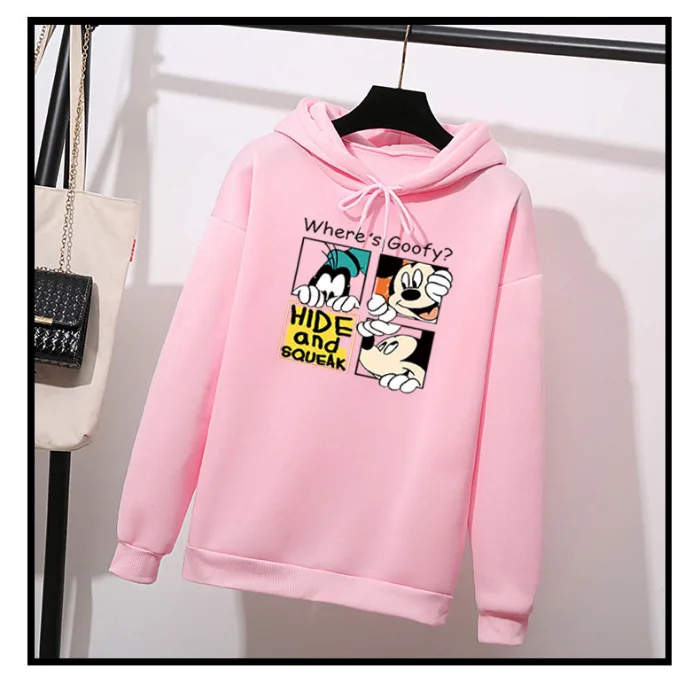 

Women Sweatshirt Donald Duck Fleece Thick Long Sleeve Autumn Winter Hooded Casual Pullover Sweatshirt Cartoon Hood