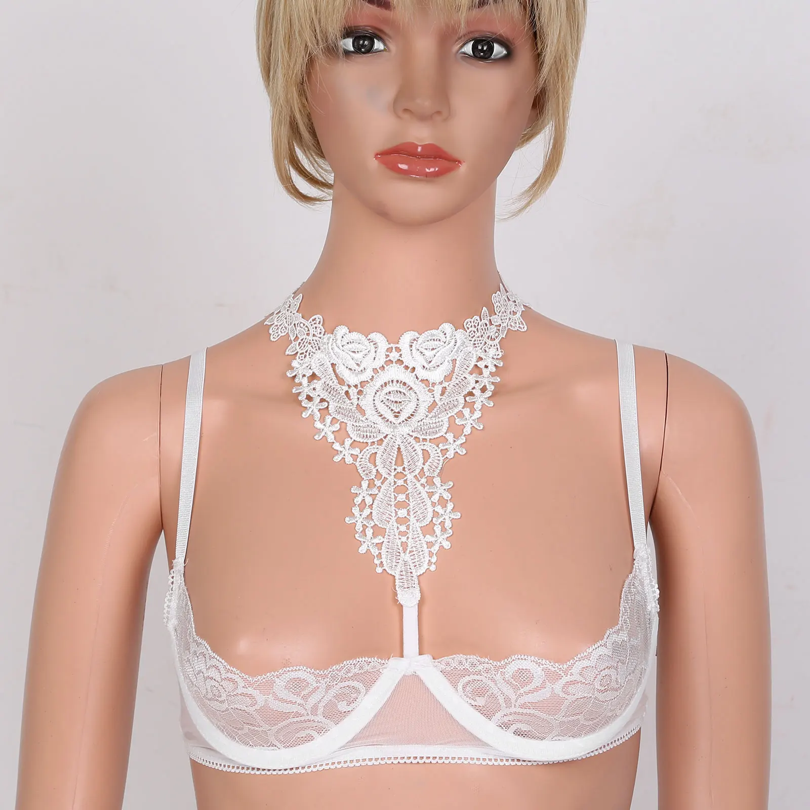 

Hot Women Lingerie See-through Floral Lace Underwired Bra Tops Erotic Bare Breast Half Cups Bras Bralette Sexy Ladies Underwear