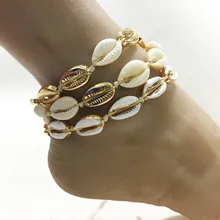 Европейский и американский популярный модный и индивидуальный Плетеный ножной браслет из сплава с натуральной ракушкой для женщин, стиль, китайская ножка с узлом