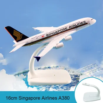 

16cm Singapore A380 Aiplane Model 9V-SKA Singapore Airbus Airlines Airways Model Simulation A380 Alloy Aircraft Plane Model Toys