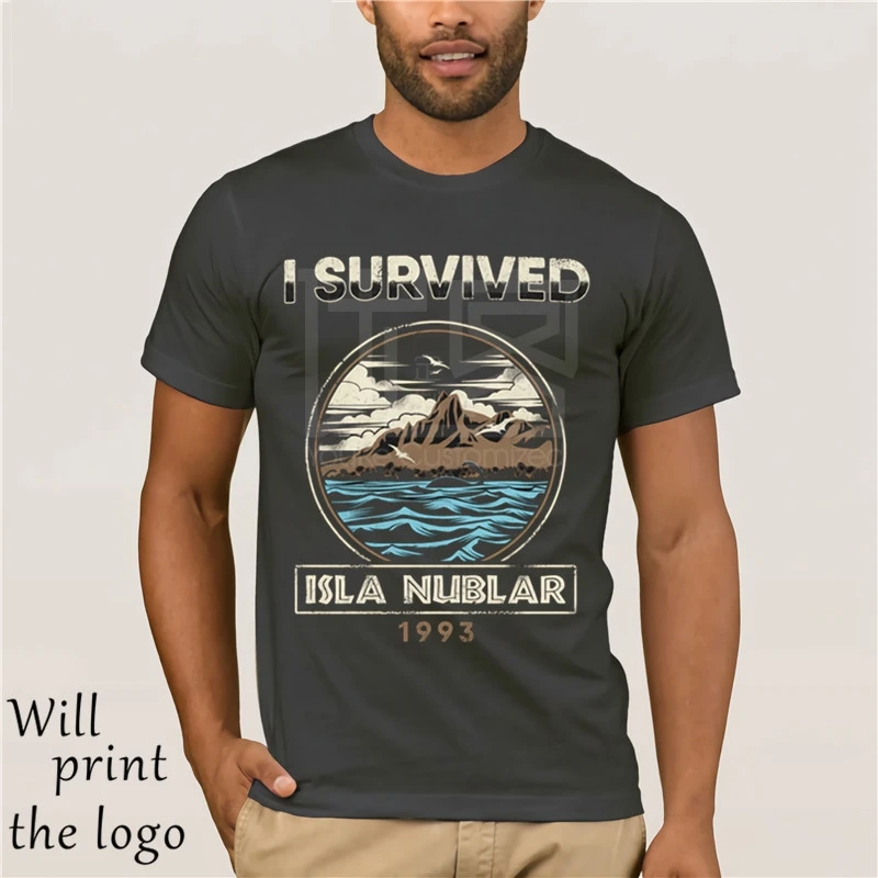 Isla Nublar 1993 t Camicia Park Maglietta Degli Uomini T-Shirt Nera Magliette e camicette Tee Abbigliamento In Cotone