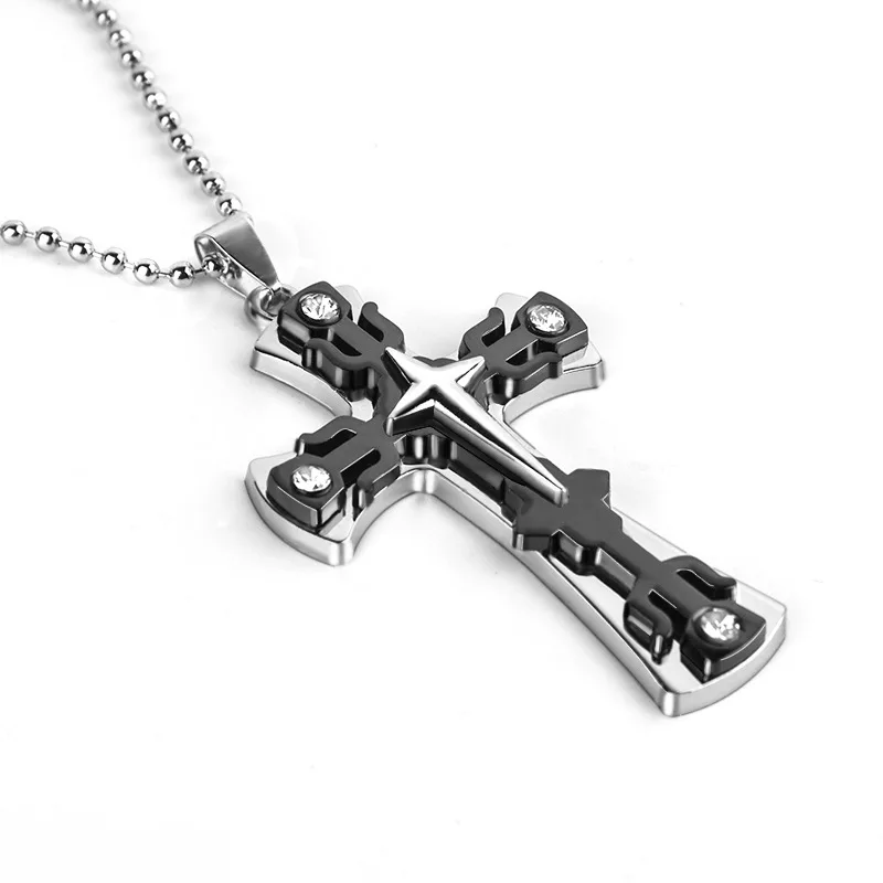 2021 Fashion New Black Rectangle Pendant Necklace Men Trendy Simple Stainless Steel Chain Men Necklace Jewelry Gift