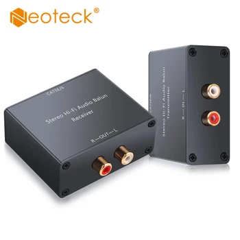 

Neoteck Analog Audio Extender Hi-Fi Audio Balun Stereo RCA to Stereo RCA Audio Extender Over CAT6 Cable For for Speaker DVD Amp