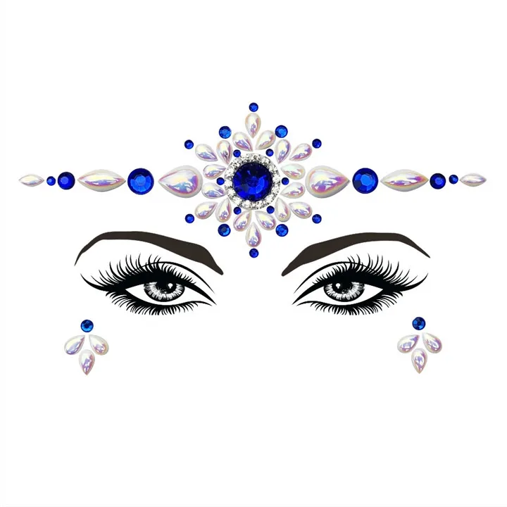 6  Colorful Rhinestone Face StickersB For Women Halloween Christmas Birthday Party Decor Beautiful Resin Gemstone Face Sticker