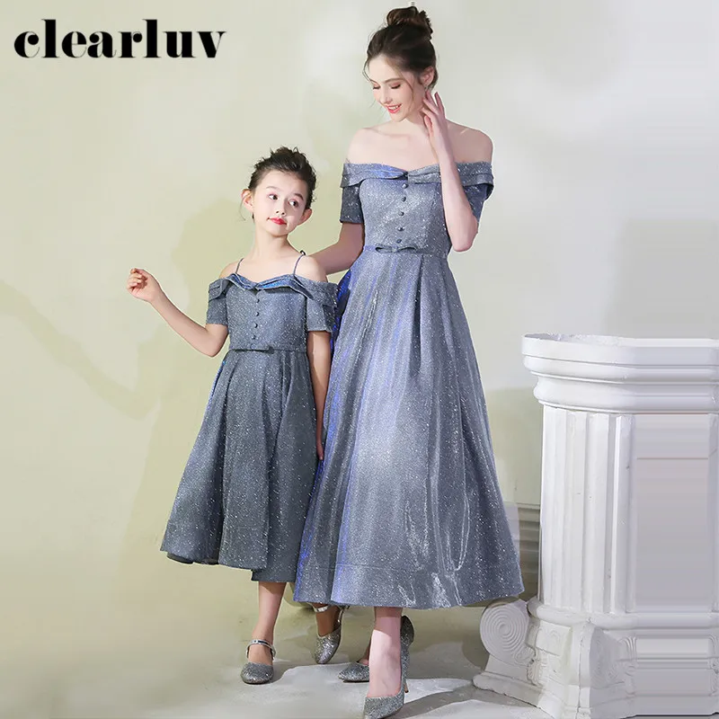 Off The Shoulder Evening Dress DB173 For Mother And Daughter Sparkling Sequin Party Dresses Violet A-Line Parent-child Gowns | Свадьбы и
