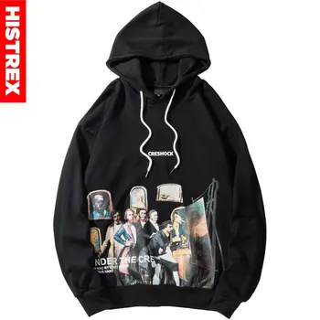 

2019 Men Hip Hop Hoodie Sweatshirt Vintage Painting Print Harajuku Streetwear Hoodie Pullover Cotton Autumn Sweat Shirt Hipster