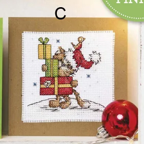 CD029 14ct Cross Stitch Kit Card Package Greeting Card Needlework Embroidery Crafts Counted Cross-Stitching Kits Christmas Gift CD029-C