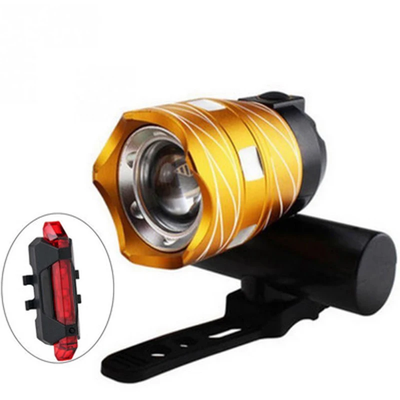 Excellent 350 Lumens Free Zoom WaterProof T6 LED Bicycle Light Bicycle Headlight Flashlight Headlights With USB Charging Bicycle Lights 3