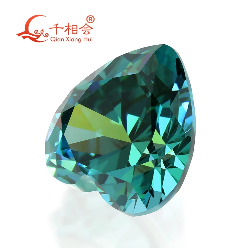 heart shape cubic zirconia special color  multi blue-green color cz loose stone