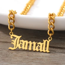 Custom Name Choker Necklace For Women Men Gothic Stainless Steel Old English Necklace Gold Chain Nameplate Necklace Boho Jewelry
