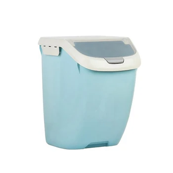 

New 15Kg Rice Storage Box Sealed Moisture-Proof Large Capacity Grain Flour Container Kitchen Rice Storage Box Flip Cover Blue-L