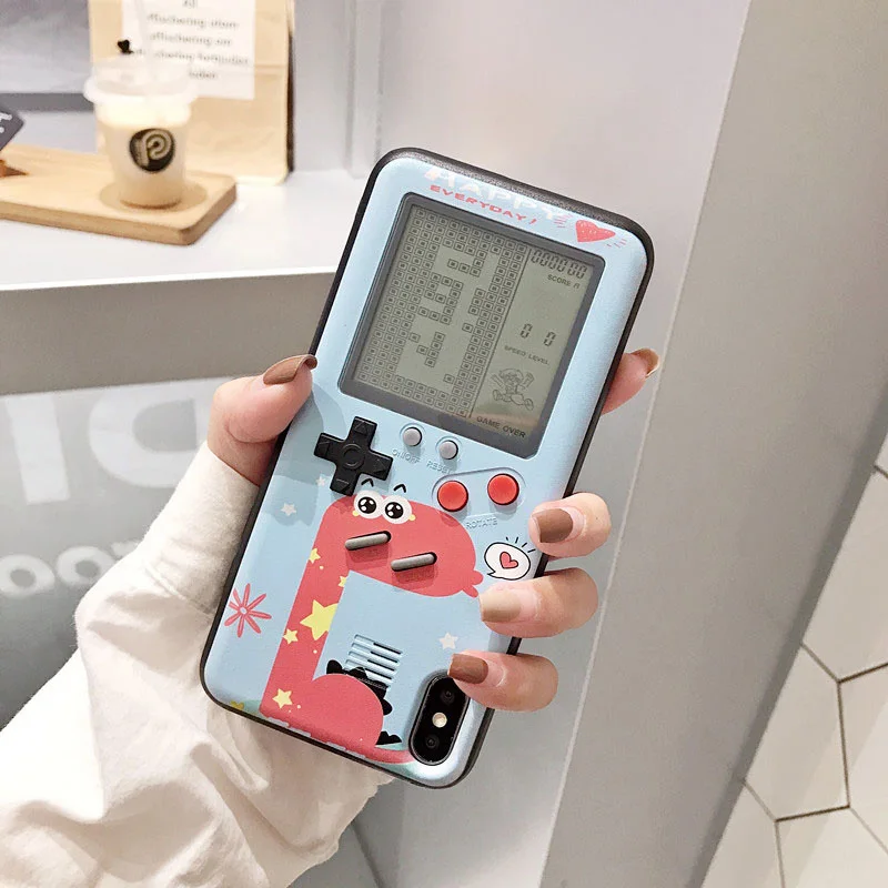 Милый чехол для игры Dinosa, чехол s для iPhone XR, Мягкий ТПУ силиконовый чехол для телефона, чехол для iPhone XS Max X 8 7 6s 6 Plus, Fundas - Цвет: Синий