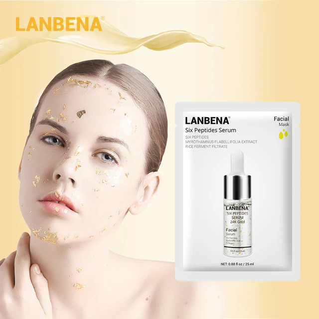 LANBENA 24K GOLD Facial Mask Ati Aging Elastic Skin Face Care Remover Clear Dark Circles Sheet Moisturizing Face Mask Skin Care