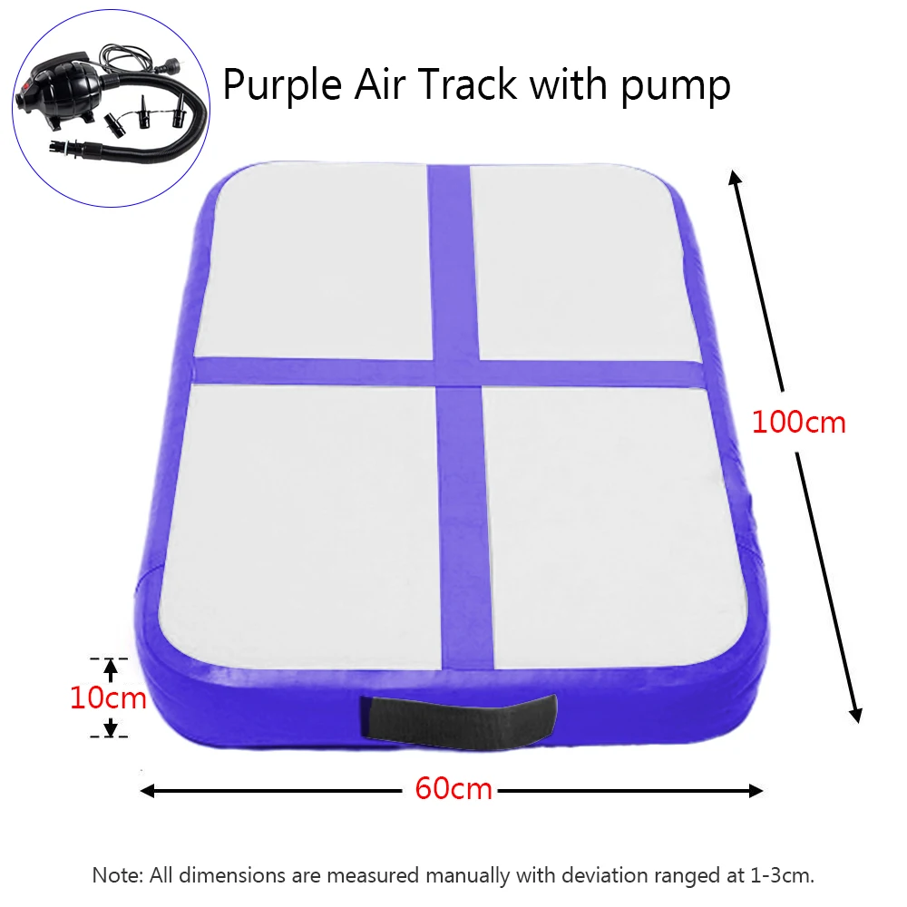Purple with pump Детская воздушная дорожка, гимнастика, пол, Йога, спортзал, Олимпийские игры, износостойкий матрас для боевых искусств, для детей, для дома/парка/пляжа/воды - Цвет: Purple with pump