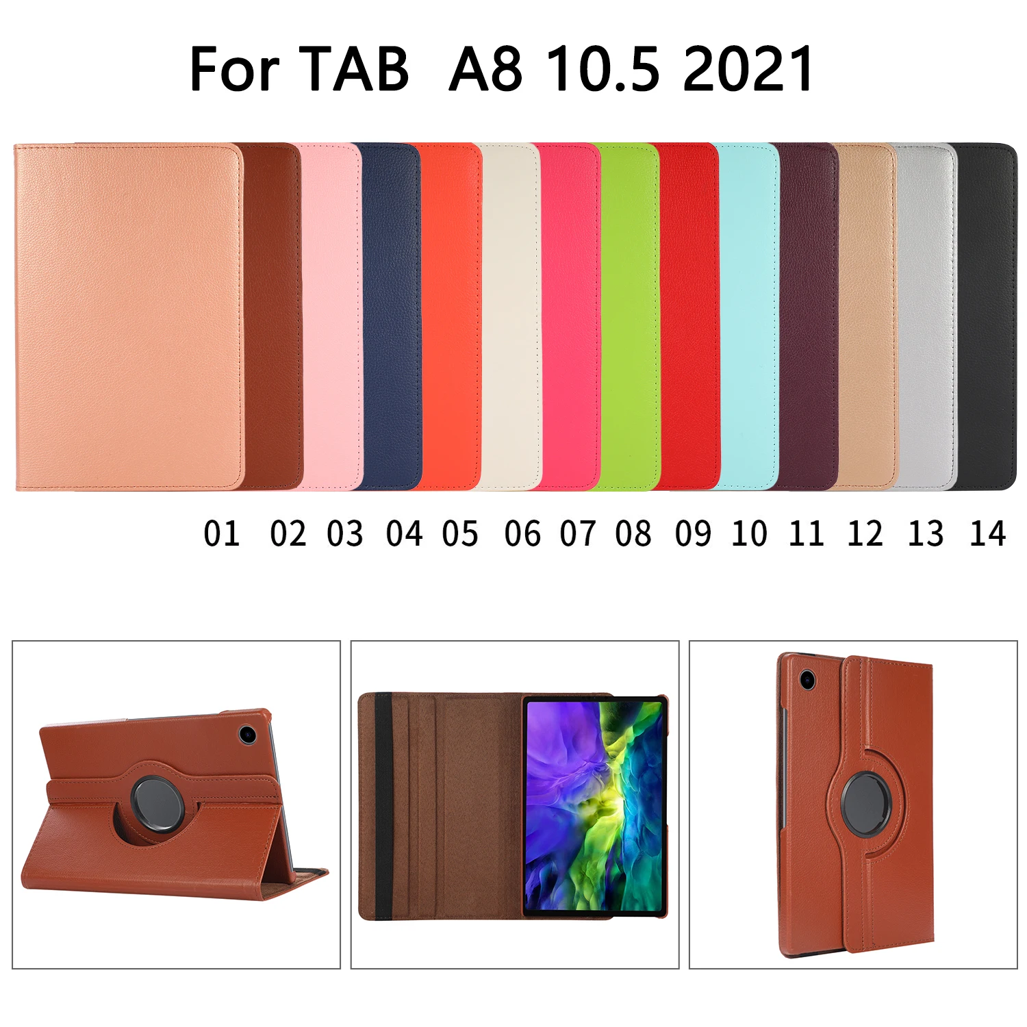 For Samsung Galaxy Tab A8 2021 SM-X200 SM-X205 Case 360 Degree Rotating Stand Tablet Cover for Samsung Galaxy Tab A8 10.5 inch tablet stickers