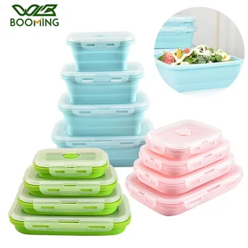 

WBBOOMING Silicone Folding Bento Box Collapsible Portable Lunch Box For Food Dinnerware Food Container Bowl For Children Adult