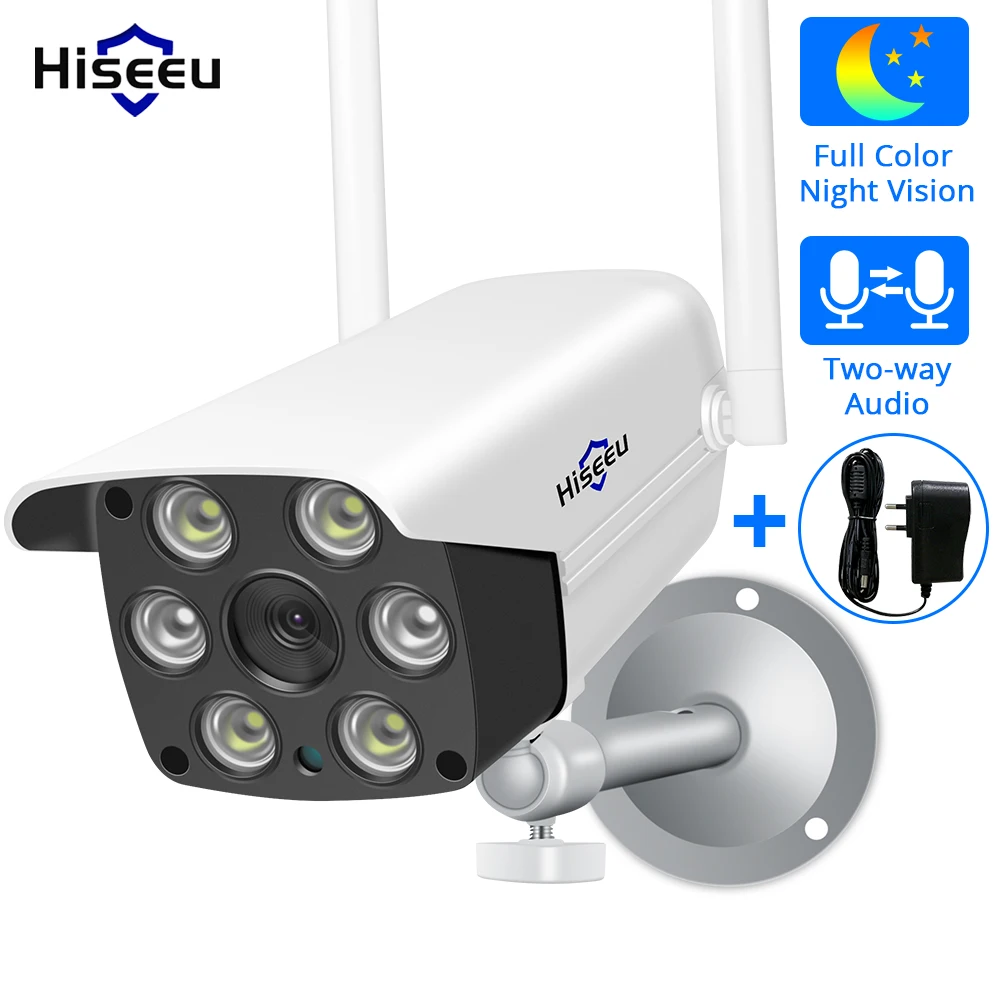 Tanie 1080P 2MP 4MP WIFI IP kamera zewnętrzna ONVIF bezprzewodowa wodoodporna kamera App Alarm kolor Night Vision karta TF Hiseeu