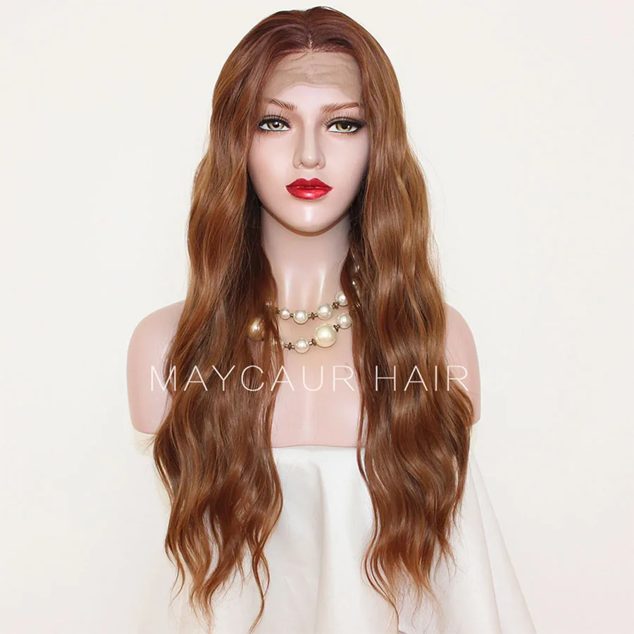 

Long Wavy Brown Lace Front Wigs with Natural Baby Hair 33/30 Mixed Color Heat Resistant Synthetic Lace Hair Wigs for women