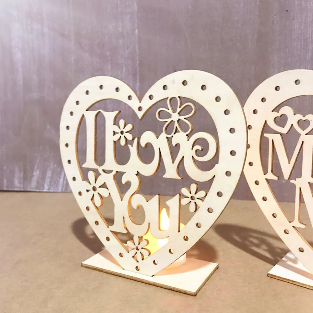 Деревянные вечерние украшения в форме сердца mr. & Mrs светодиодный светильник DIY
