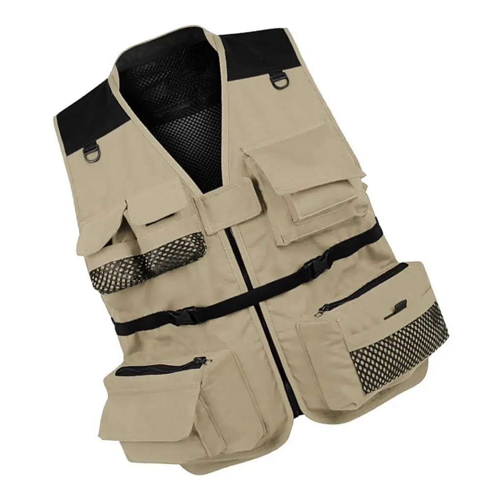 khaki XXXL Мульти Карманный Открытый походный жилет съемка Регулируемый жилет сетка жилет фотография Охота куртка жилет рыбка оборудование - Цвет: khaki XXXL