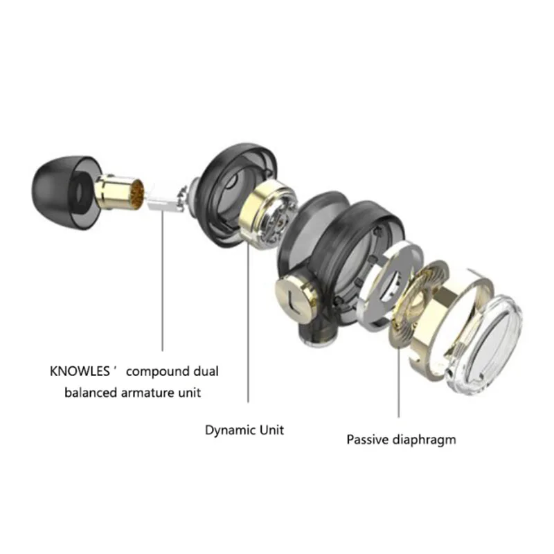 Наушники UiiSii BA-T9 In-Ear HI-RES 2BA+ 1DD 6-Drive Hybrid technology стереонаушники Hi-Fi для телефонов iOS и Android xiaomi