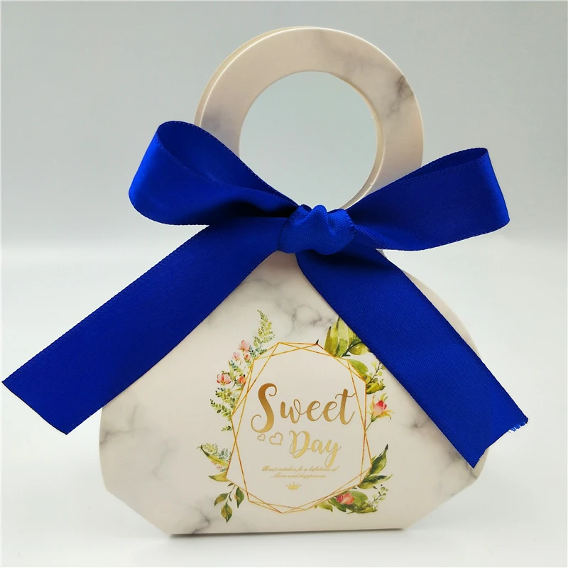 Gold-Blue Конфеты коробки, свадебные сувениры и подарки коробка под мрамор Стиль вечерние поставки Baby Shower Бумага шоколад Коробки посылка - Цвет: Gold-Blue
