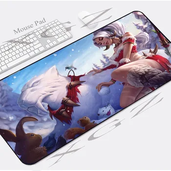 

XGZ Anime Sexy Girl with Snow White Pet HD Custom Large Computer Desk Mat Black Lock-edge Office Mouse Pad Rubber Non-slip Xxl