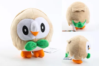 3 шт. 20 см милые мягкие Rowlet& popplio& Litten кошка сова Мягкие животные плюшевые игрушки, детский подарок
