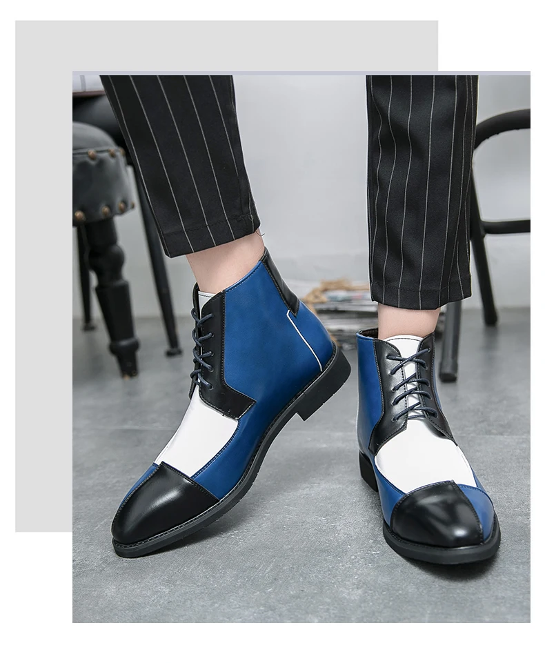 Mayba junge britische Retro-Mode kurze Stiefel Männer tragen widerstands fähige Persönlichkeit farblich passende Schuhe Größe 38-48 – Detail 9