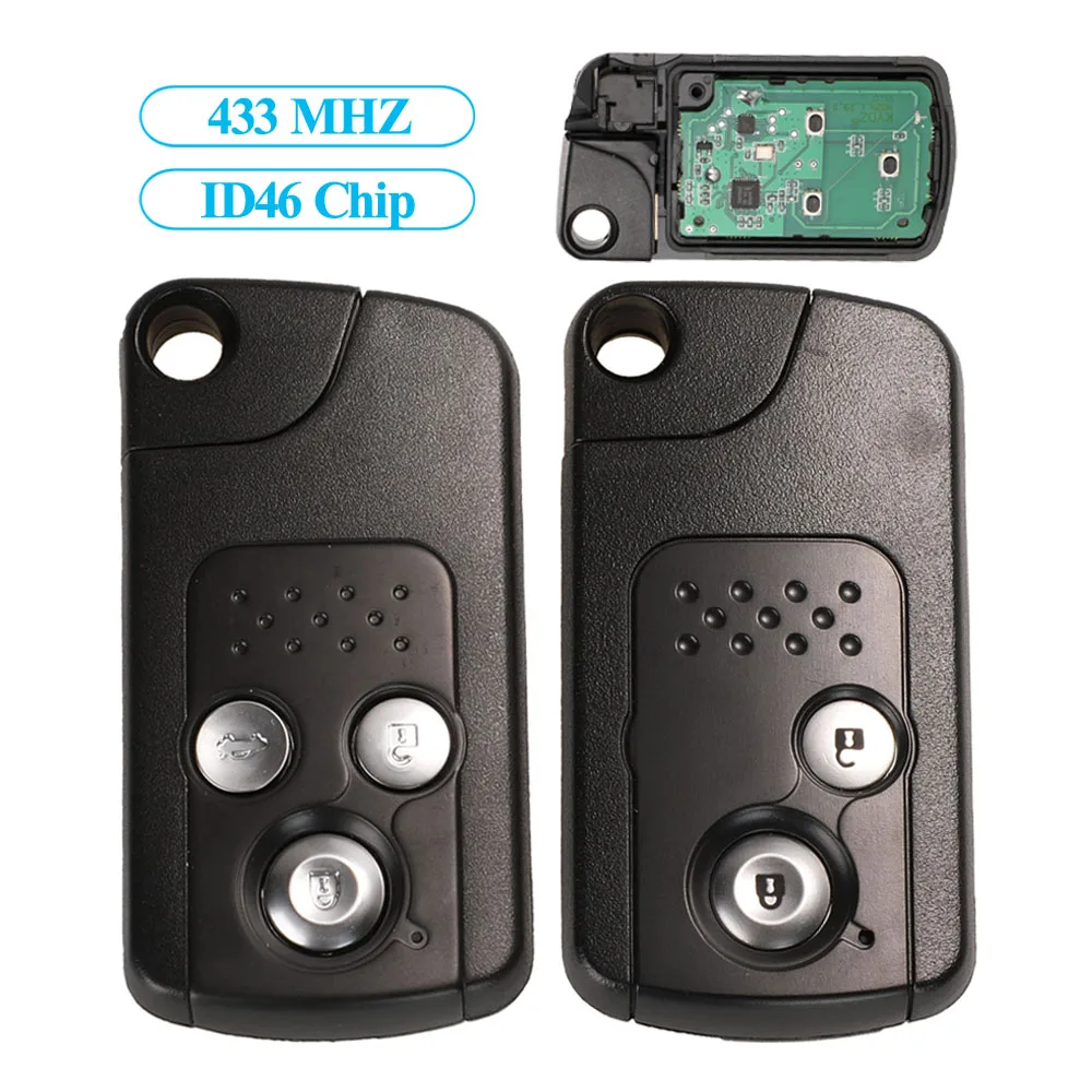 Jingyuqin 5pcs Remote Car Key 433MHZ ID46 Chip For Honda CRV Accord Civic Odyssey Intelligent 2/3 Buttons Smart Keyless Entry