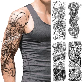 

Large Arm Sleeve Tattoo Monkey King Warrior Waterproof Temporary Fake Tatoo Sticker Skull Japanese Men Women Full Totem Tatto