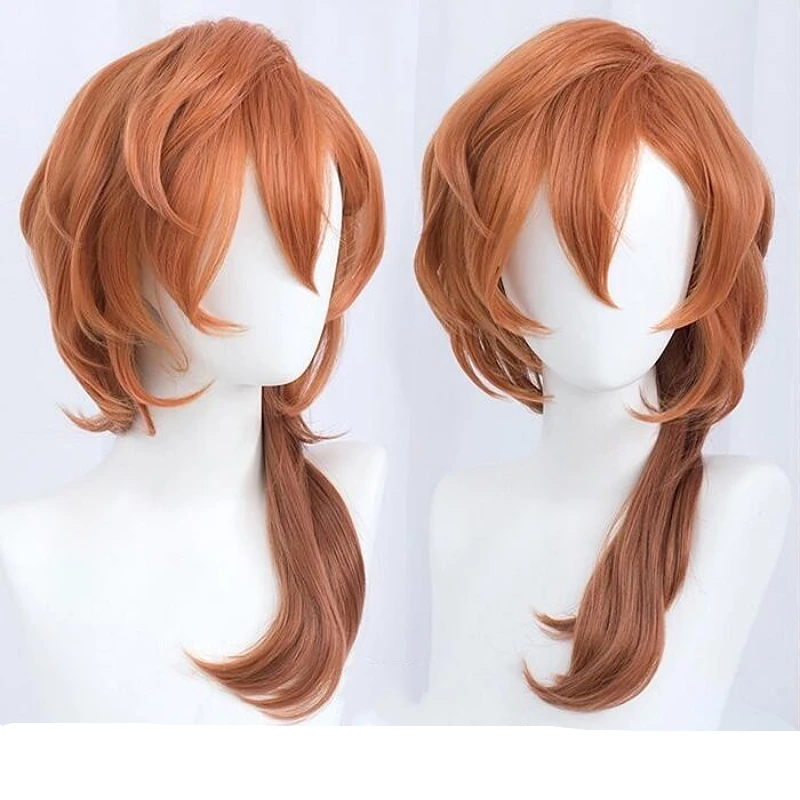 Morematch High Quality Anime Bungo Stray Dogs Chuya Nakahara Chuuya Cosplay Wig Heat Resistant Synthetic Hair Wigs + Wig Cap yandy costumes