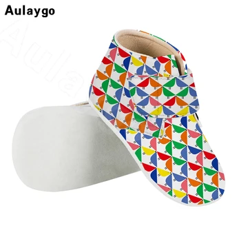 

Aulaygo Colorful Irregular Bird Design Shoes For Kids Toddler Velcro Soft Bottom Walkers Sneaker Custom High Top Casual Flats