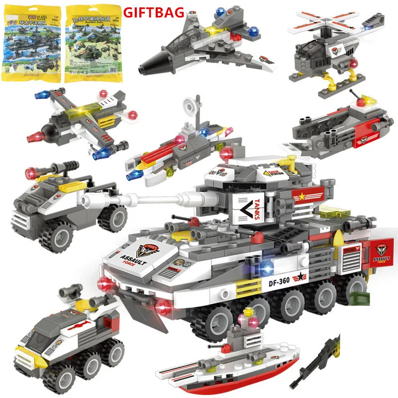 

491Pcs Military Attack Team ARMY Armoured Fighting Vehicle LegoINGLs Building Blocks Sets Technic Playmobil Juguetes Bricks Toys