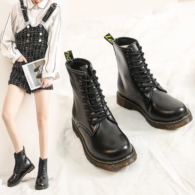 

Boots Women Lace-Up Sneakers Woman Cotton Winter Boots Women Rubber Waterproof zapatos de mujer High Top buty damskie Tenis
