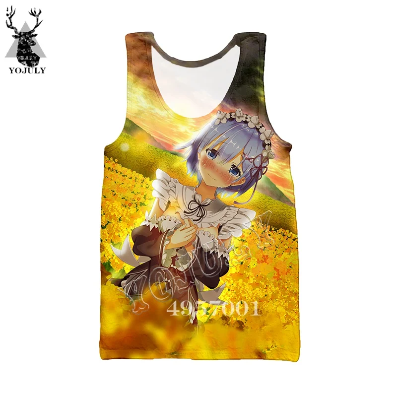 Летние Забавные топы без рукавов в стиле унисекс; Re: zero; сестры-близнецы; горничные рам и рем; 3D принт; аниме; Harajuku; майка; мужская повседневная жилетка; Y882 - Цвет: 01