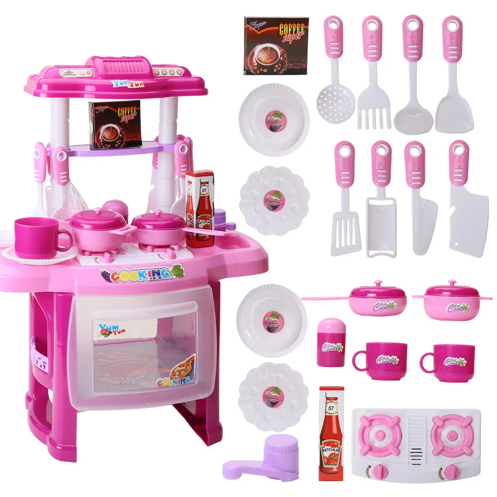 ELECTRONIC KITCHEN COOKING PLAY SET KIDS CHILDREN TOY WITH MUSIC SOUND AND LIGHT 