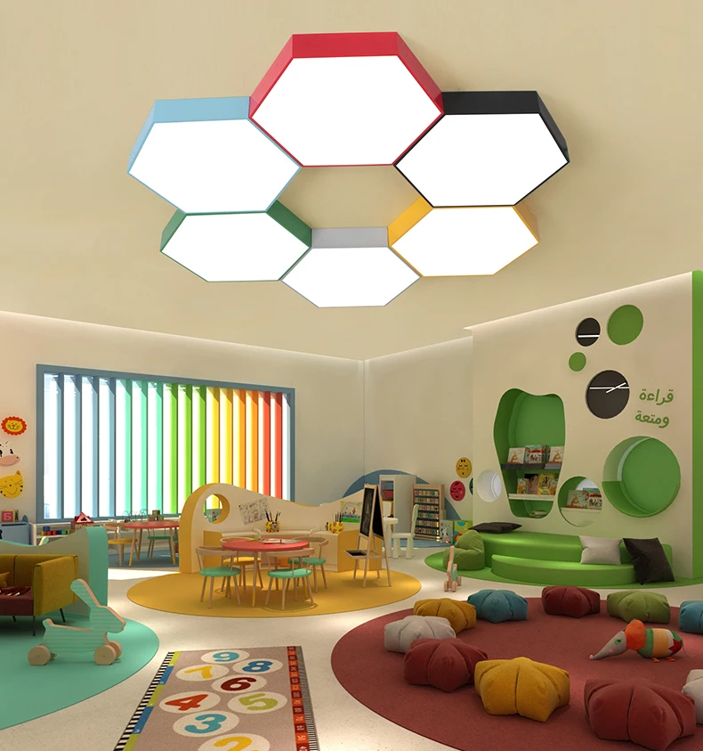 

Kindergarten lamp training room color creative simple geometric LED ceiling lamp network cafe shopping mall hall lighting