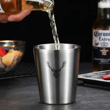 

Stainless Steel Beer Mug Wine Tumbler Cold Drink Coffee Cups Shatterproof Household Beer Mugs Restaurant Bar Whiskey Wine Glass