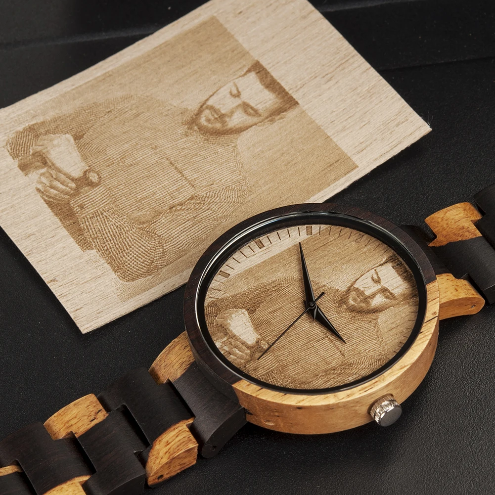 Personality Engraving Customize Watch Men BOBO BIRD Customers Photos Customization Wooden Watches Gift for Him fo reloj mujer