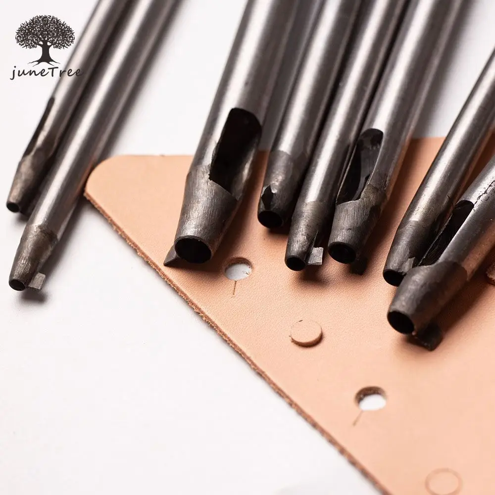 junetree shapes Hole Punch Cutter Belt Watch Band Gasket Hollow Leather Tool 6 sizes choose Flat Hole Punch Maker Cutter Chisel